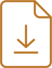 A simple black outline icon of a document with a folded upper-right corner. Centered on the page is a downward-pointing arrow above a horizontal line, a common symbol indicating a file download. Small attribution text in the lower-left corner reads, Created by Alzam from Noun Project.