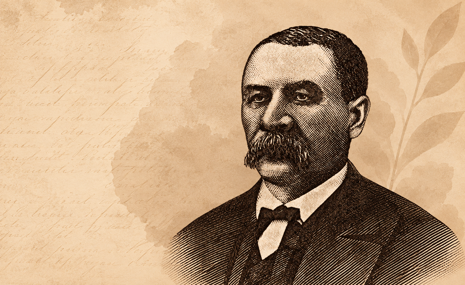 Isaac Myers Sepia Portrait on Parchment