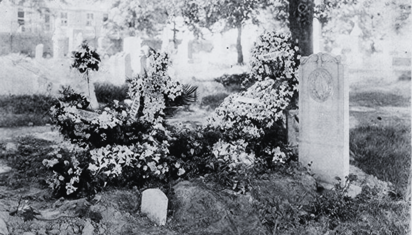 sarah hilliard gravestone Historic photograph of gravestones being relocated from Laurel Cemetery during cemetery redevelopment.